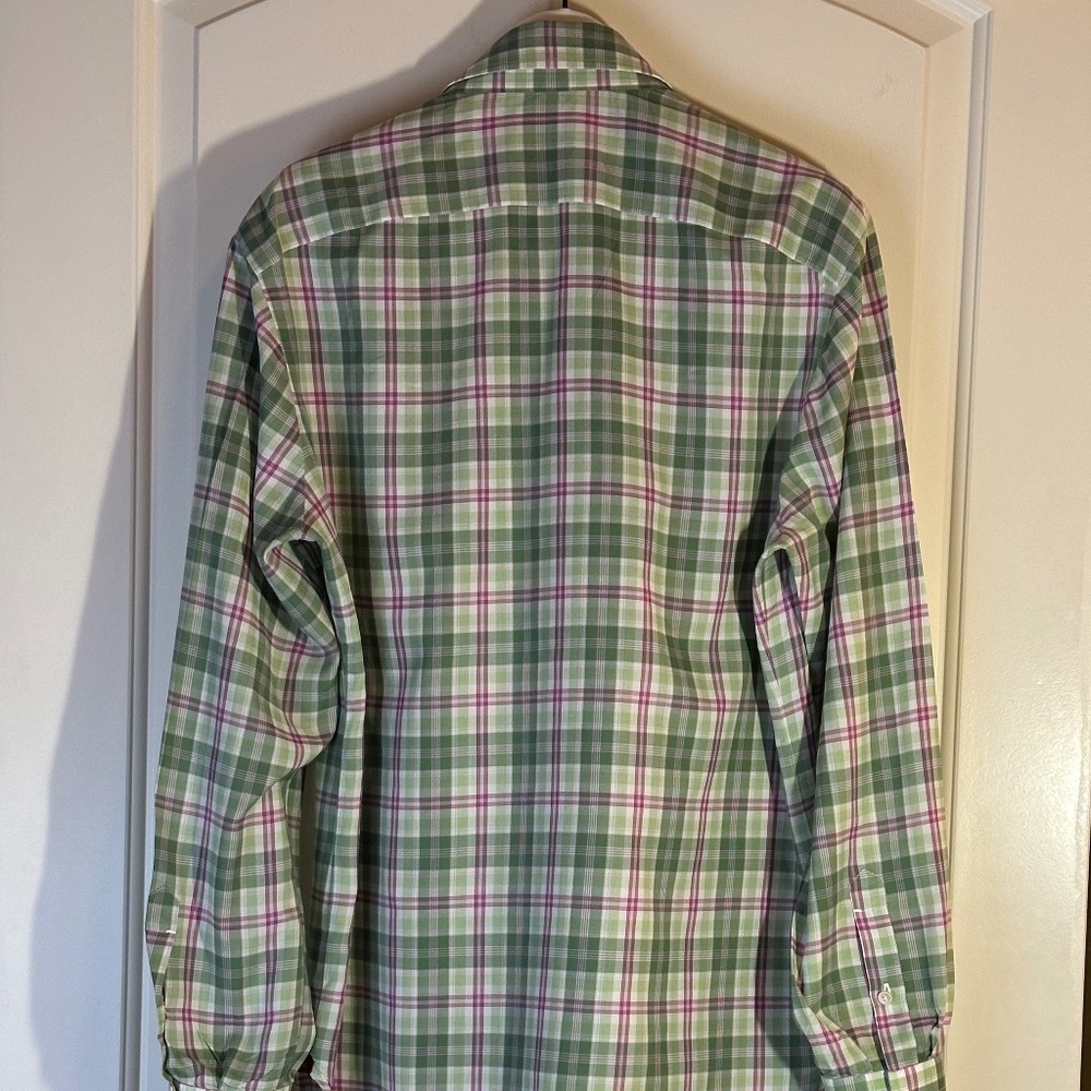 Isaia Windowpane Dress Sport Shirt / MENS IT SZ 40 - Picture 3 of 15